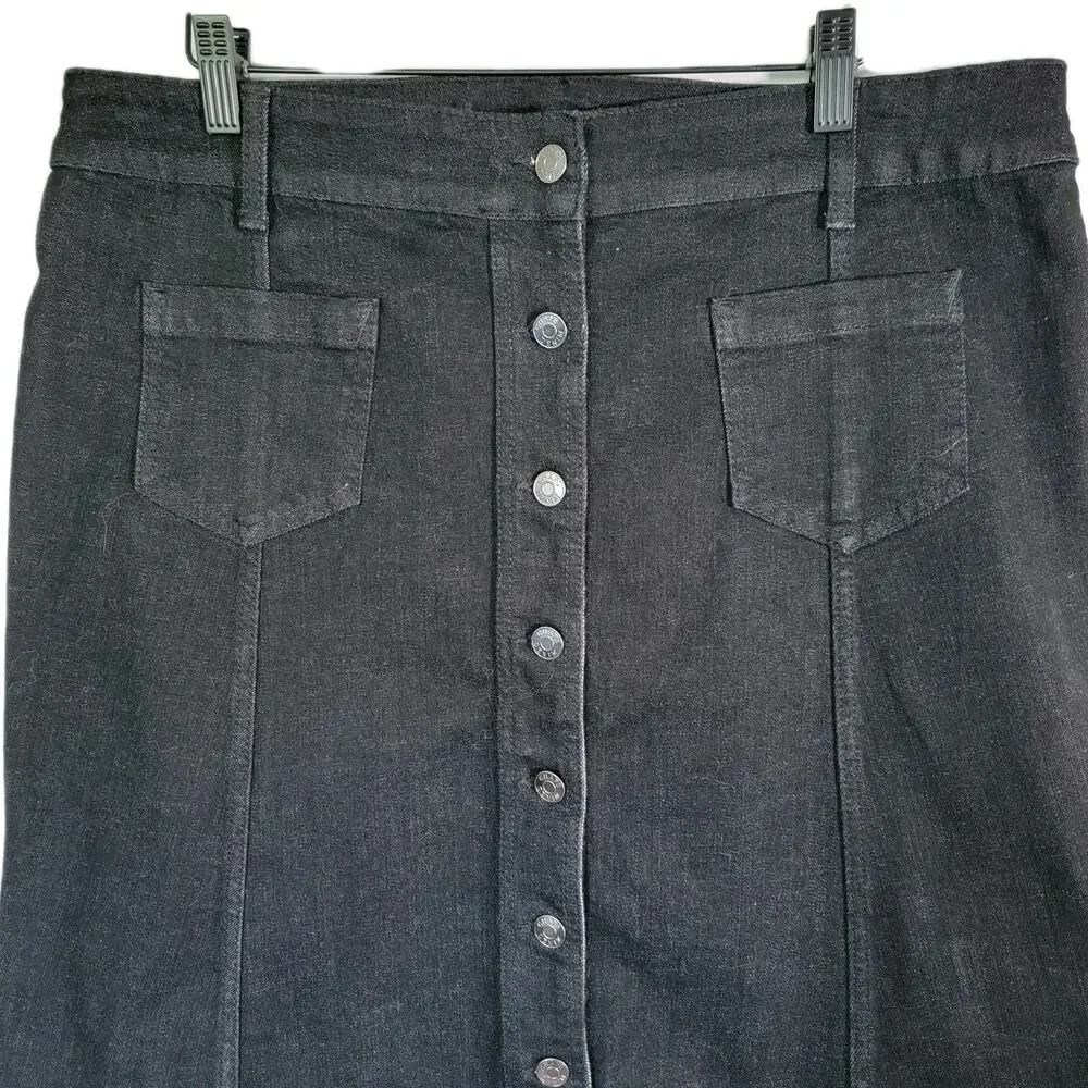 Chaps Denim Pencil Skirt Womens 14 Black Stretch Jean Western Cowgirl Nautical
